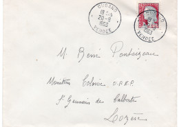 LETTRE ENTETE  " -AFFRANCHIE N° 1263 -OBLITERATION  CAD CUGAND - VENDEE  1963 - Maschinenstempel (Sonstige)