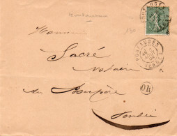 LETTRE  AFFANCHIE SEMEUSE LIGNEE N°130 OBLITEREE CAD POUZAUGES -VENDEE 1904 + OBLITERATION RURALE -OR- - Maschinenstempel (Sonstige)