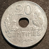 FRANCE - 20 CENTIMES 1941 - Etat Français - Zinc - Type 20 - Gad 321 - KM 900 - 20 Centimes