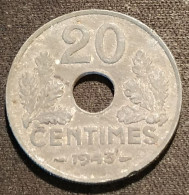 FRANCE - 20 CENTIMES 1943 - Etat Français - Zinc - Type 20 - Gad 321 - KM 900 - 20 Centimes