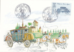 Carte Postale ( Maximum ?) Souvenir Journée Du Timbre 1989 Véhicule Postal, Diligence Paris Lyon 1770 - Autres & Non Classés
