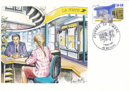 Carte Postale Maximum ?) Souvenir Journée Du Timbre De 1992 L'accueil à La Poste - Sonstige & Ohne Zuordnung