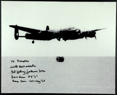 DAMBUSTER JOHNNY JOHNSON SIGNED PHOTOS. Two Photographs Both Inscribed 'To Douglas / With Best Wishes / G L (Johnny) Joh - Aviation