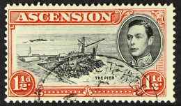 1938 1Â½d Black And Vermilion, Perf. 13Â½, With Davit Flaw, SGÂ 40a, Fine Used. Cat. Â£225. - Ascension