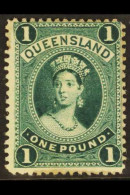 QUEENSLAND 1886 Â£1 Deep Green Chalon On Thick Paper, SG 161, Mint With Large Part Gum, Light Toning. Cat. Â£325. - Other & Unclassified