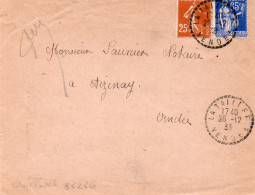 LETTRE AFFRANCHIE N° 235 -365 - OBLITEREE CAD POINTILLEE -- LA TAILLEE - VENDEE -1939 - Mechanical Postmarks (Other)