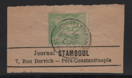 Type Sage Sur Fragment Obliteration Constantinople Turquie - 1901 - Journal Stamboul - Brieven En Documenten