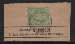 Type Sage Sur Fragment Obliteration Constantinople Turquie - 1901 - Journal Stamboul - Covers & Documents