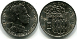 Principato Di Monaco 1 Franc 1974 Rainier III KM#140 - Used - 1960-2001 Nouveaux Francs
