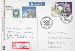 1998 Lillehammer 1994 Salue Les Jeux Olympiques De Nagano 1998: Entier Postal Recommandé (drapeau Olympique) - Hiver 1998: Nagano