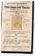 Faire-Part De Décès Memento Mori Photographie Félicie Euxodie Julia CHANTALOU Décédée Jeune âge De 9ans 1890 Généalogie - Todesanzeige