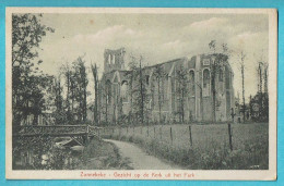 * Zonnebeke (bij Ieper - West Vlaanderen) * (Uitgever A. Herman - Hoet) Gezicht Op Kerk Uit Het Park, Ruines, église - Zonnebeke