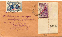 INDE FRANCAISE LETTRE DEPART INDE FRANCAISE 8-7-1941 PONDICHERY POUR L'INDE FRANCAISE - Cartas & Documentos