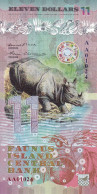 Faunus Island 11 Dollars 2020 Rhinocéros Emission Privée UNC - Specimen