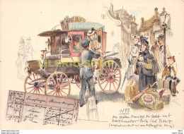 Künstler Ansichtskarte HANS LISKA / Postkarte Der Erste Omnibus Der Welt Mit Benzinmotor 1895, Carl Benz - PKW