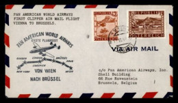 AUSTRIA 1946 PRIMER VUELO PANAM WIEN BRUSSELS FIRST FLIGHT - Otros & Sin Clasificación