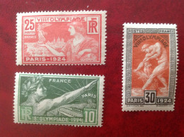 France Neuf * 183 184 185  Olympiade 1924 Adhérences Ou Sans Gomme Cote 43€ - Neufs