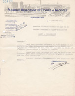 Imprimé Courrier Commercial Ancien D'une Fabrique De Levure Et Alcool. Circulé En Juillet 1938 - Lebensmittel