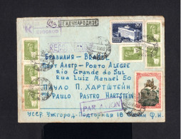 K193-RUSSIA-.AIRMAIL REGISTERED COVER RUJGOROD To BRAZIL.1956.Enveloppe RECOMMANDEE AERIEN.Russland - Storia Postale