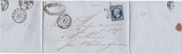 Lettre Ancienne Décembre 1855 Napoléon 3 Timbre 20 Centimes Nuance Bleu Sombre, Oblitération étoile Cachets Départ, Arr - 1853-1860 Napoléon III.