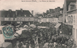 Marchés - Saint Amand - Cher - La Place Du Marché - Tres Animé - Carte Postale Ancienne - - Mercati