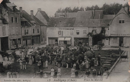 Marchés - Aubigny - Cher - Place Du Marché - Lemaire Fils Edit - Tres Animé - Carte Postale Ancienne - - Marchés