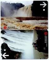 China Shanghai Metro One-way Card/one-way Ticket/subway Card,Scenery Series - Huangguoshu Waterfall，2 Pcs - Monde