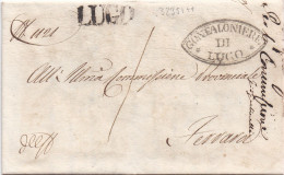 32351# ETATS DE EGLISE LETTRE GONFALONIERE DI LUGO Obl LUGO 1845 STATO PONTIFICIO EMILIE ROMAGNE CHIESA - 1. ...-1850 Prefilatelia