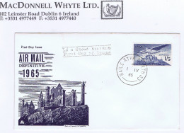 Ireland Airmail 1965 1/5d Angel Victor On Unaddressed Cacheted First Day Cover Dublin Cds BAILE ATHA CLIATH 1 IV 65 - Poste Aérienne