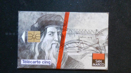 ► Café SAN MARCO  Léonard De Vinci  - Télécarte Neuve Sous Blister    5U  -   17 000 Ex - France Telecom - Pintura