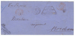 Lettre 1876 Cachet Triangulaire En Numéraire Faute De Timbres Coloniaux , Nouméa Nouvelle Calédonie - Briefe U. Dokumente