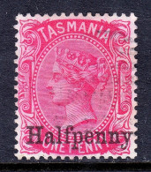 TASMANIA — SCOTT 65 (SG 167) — 1889 ½d SURCHARGE P14 — USED — SCV $25 - Gebruikt