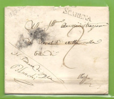 ITALIE - ITALIA - SCARENA Pour NIZZA. LAC De 1837 écrite à PEGLIA - 1. ...-1850 Prefilatelia