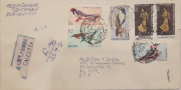 India 1968 BIRDS~Wildlife Preservation - Fauna / Birds Complete Set Of 4 Stamps USED On Registered Cover To USA As Scan - Storia Postale