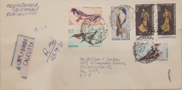 India 1968 BIRDS~Wildlife Preservation - Fauna / Birds Complete Set Of 4 Stamps USED On Registered Cover To USA As Scan - Corréo Aéreo