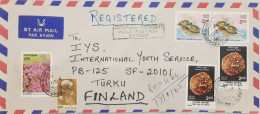 India 1985 BIRDS ~ Wildlife Preservation - Fauna - White-winged Wood Duck Stamps USED On Registered Cover To Finland - Luchtpost