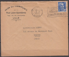 59 LILLE   " UNION Des COMMERCANTS " Sur Enveloppe Pub Recto-verso Le 4 2 1953 Avec Mne De GANDON 15F + Oméc Sécap - Covers & Documents
