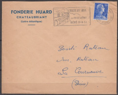 44 CHATEAUBRIANT  " Fonderie HUARD " Sur Enveloppe Pub  Le 21 6 1958  Avec Mne De MULLER 20F + Oméc Sécap - Lettres & Documents