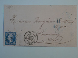 BR10 FRANCE  BELLE  LETTRE 1860  PARIS A  COMMANTRY  + NAPOLEON N° 14 LOS  BATON C +AFF.  PLAISANT++ - 1853-1860 Napoléon III