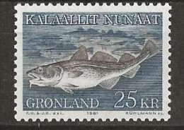 Greenland 1981 Marine Fauna, Fish, Cod (Gadus Morrhua)  Mi 129, MNH(**) - Covers & Documents
