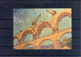 30. L'aqueduc Du Pont Du Gard En Cours De Construction. Carte Moderne - Remoulins