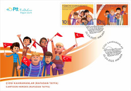 Turkey, Türkei - 2023 - Turkish Cartoon Heroes - (Rafadan Tayfa) - FDC - Cartas & Documentos