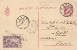 Entier 10 öre Rouge Obl. Nordkap Le 19 VII 14 Pour Gestel + TP Poste Locale Spitzberg 10 öre Violet - Cartas & Documentos