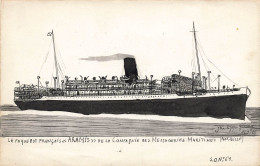 ARAMIS * Bateau Paquebot Commerce * Compagnie Messageries Maritimes * CPA Illustrateur P. GERMA 1925 Marseille - Passagiersschepen