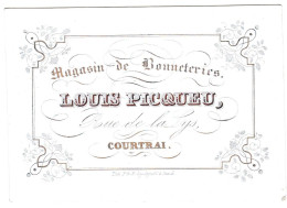 Belgique, "Carte Porcelaine" Porseleinkaart, Magasin De Bonneteries, Louis Picqueu à Courtrai, Kortrijk, 101x72mm - Porzellan