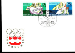 Fdc Allemagne 1975 Jeux Olympiques Hiver 1976 Innsbruck Piste Traineaux Tremplin Saut - Hiver 1976: Innsbruck