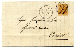 1877 Lettera Per Torino Da Asti, Affr. 20 Cent. - Marcophilia
