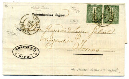 4.1.1865 Lettera Da Napoli (porto) Per Torino, Affr. 2cent. (1+1) - Storia Postale