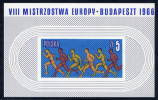 POLAND 1966 European Athletics Block MNH / **.   Michel Block 39 - Ongebruikt