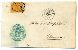 28.3.1876 Busta Per Novara Da Canobbio Affr.10cent. - Storia Postale